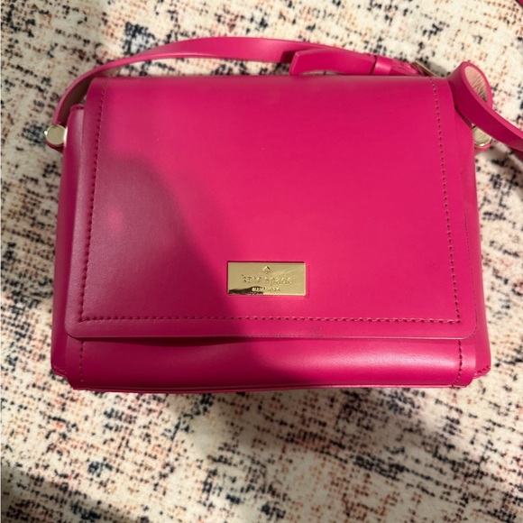kate spade Handbags - kate spade Hot Pink Leather Crossbody Bag with Gold Plaque